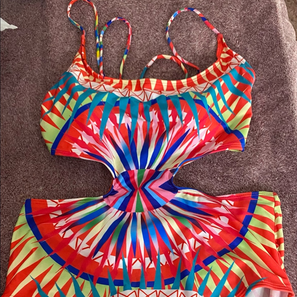 colorful one piece bathing suit